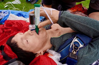 Penthrox green whistle use during emergency care training