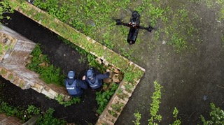 Drone awareness training with press crew and drone
