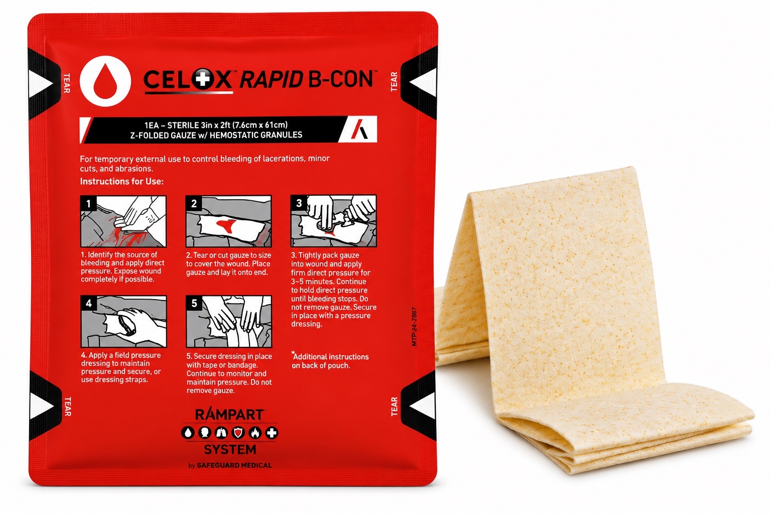 CELOX Rapid B-CON haemostatic gauze pack