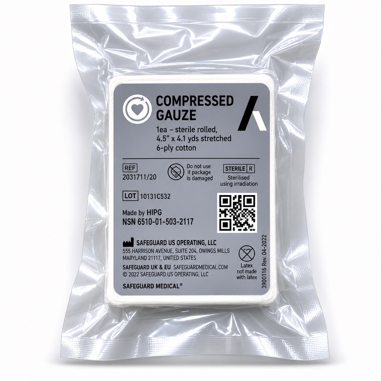 Compressed gauze sterile pack