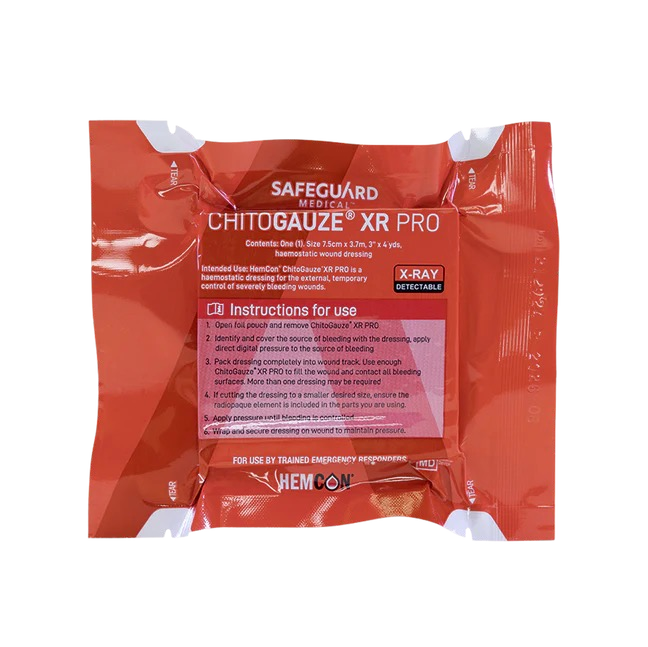 ChitoGauze XR Pro haemostatic gauze product pack