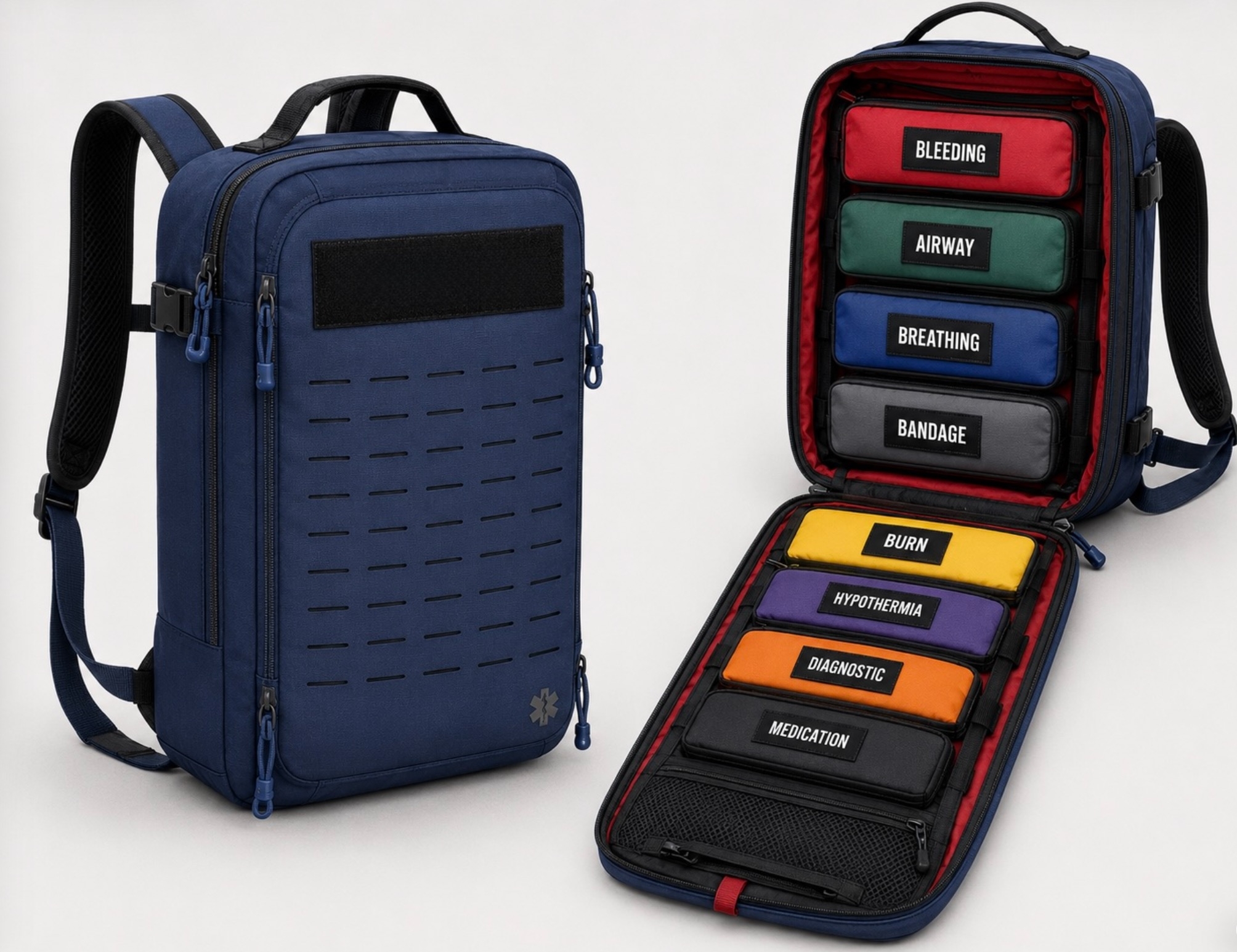 Guardians personal trauma pack with labelled internal compartments